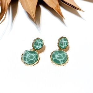 Green crystal drop earrings #1168